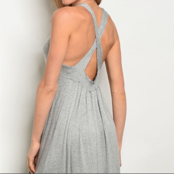 Grey Deep V Maxi Dress - Picture 3 of 3